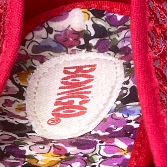 Bongo Women's Red Crochet Flower Cut Out Round Toe Flat Shoes Size 10 Vintage - Picture 10 of 12